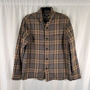 Express Flannel Shirt Women's Medium Brown Plaid Button Up Long Sleeve